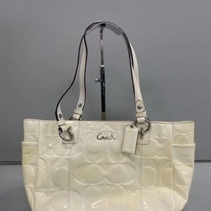 Coach Glossy Cream Tote Bag